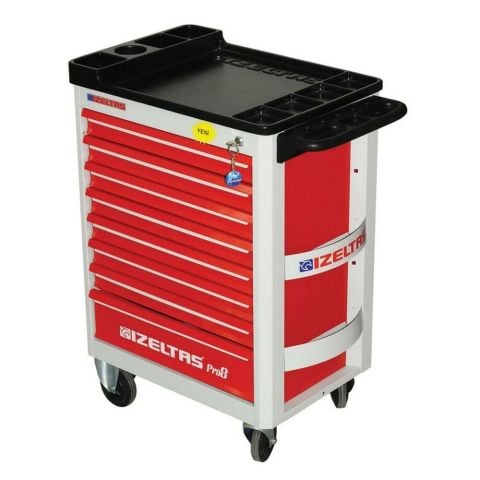İzeltaş PRO SERİSİ TAKIM DOLAB  8 ÇEKMECELİ GRİ GÖVDE - KIRMIZI ÇEKMECE 8241321008
