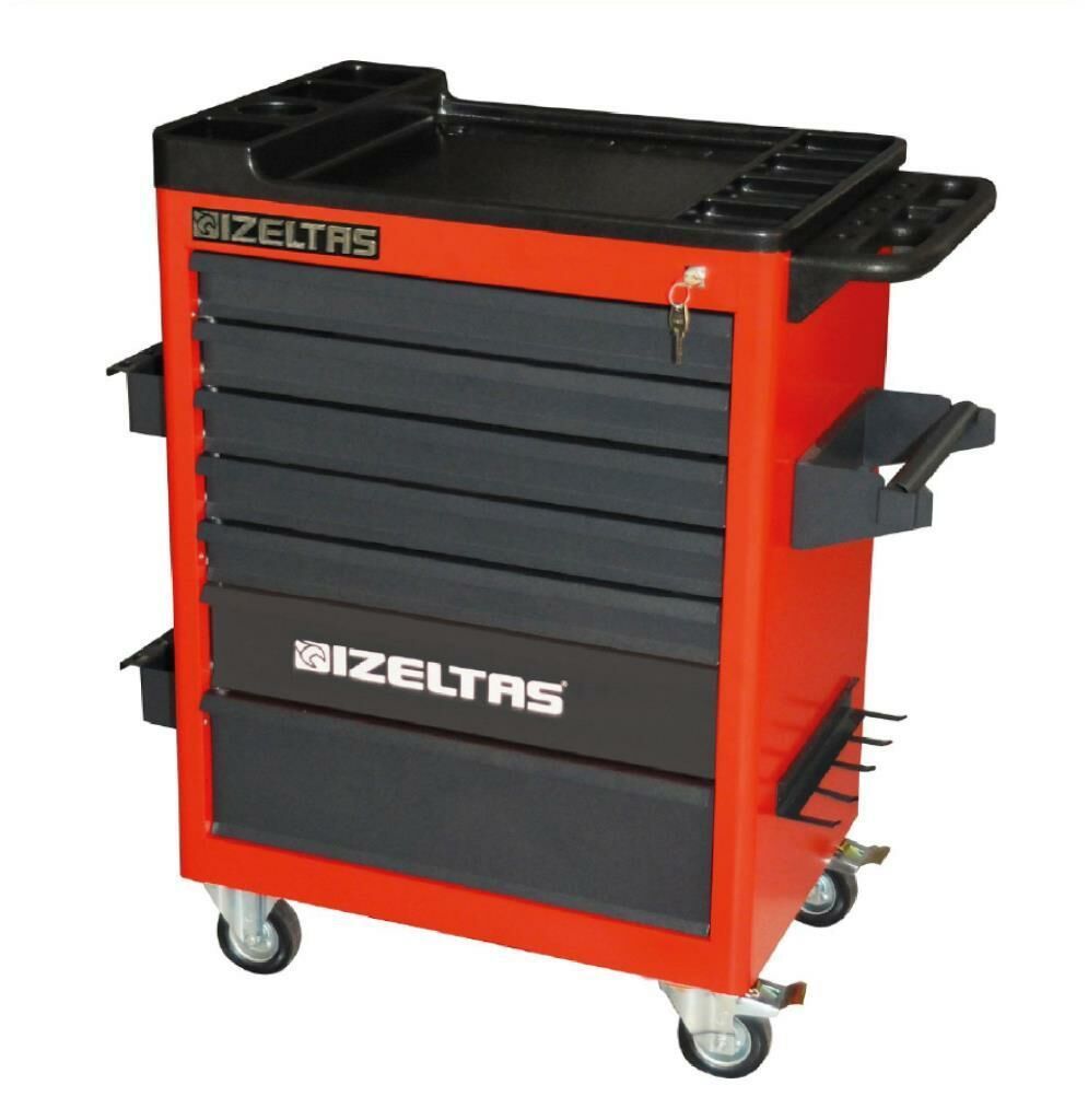 İzeltaş GARAJ SERİSİ TAKIM DOLABI 7 ÇEKMECELİ  KIRMIZI GÖVDE - GRİ ÇEKMECE  8242321007