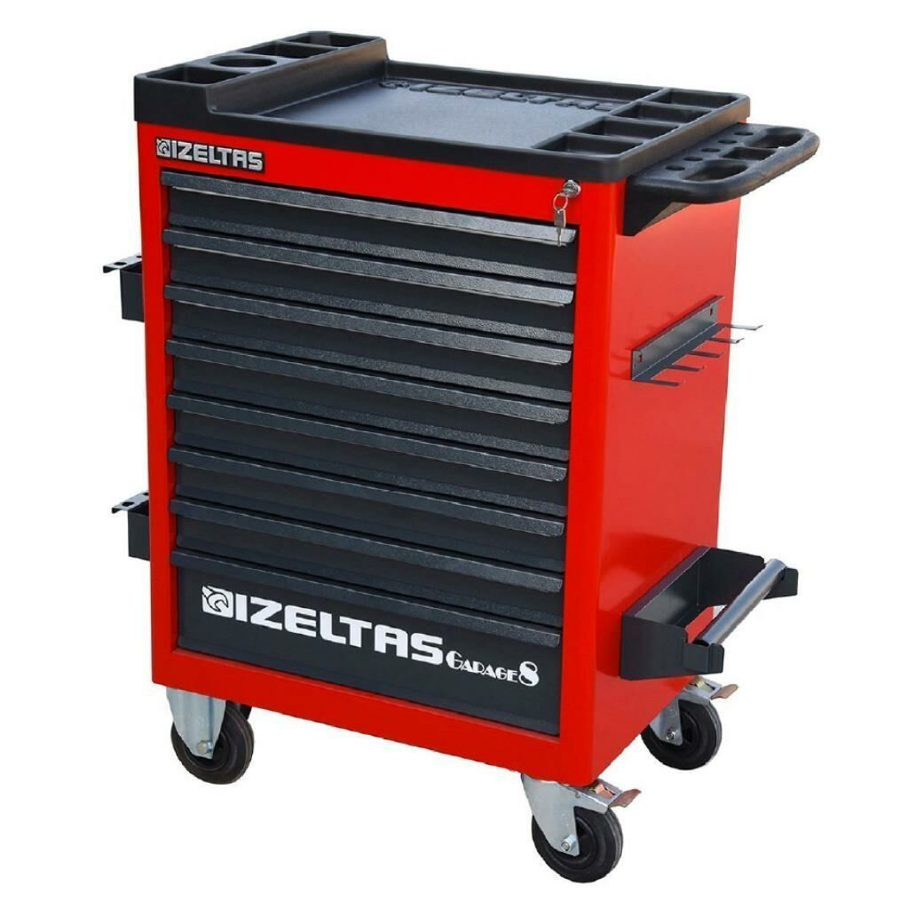 İzeltaş GARAJ SERİSİ TAKIM DOLABI 8 ÇEKMECELİ  KIRMIZI GÖVDE - GRİ ÇEKMECE 8242321008