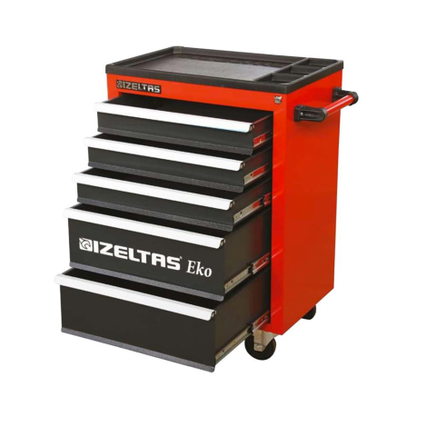 İzeltaş EKO SERİSİ TAKIM DOLABI 5 ÇEKMECELİ KIRMIZI GÖVDE - GRİ ÇEKMECE 8243321005