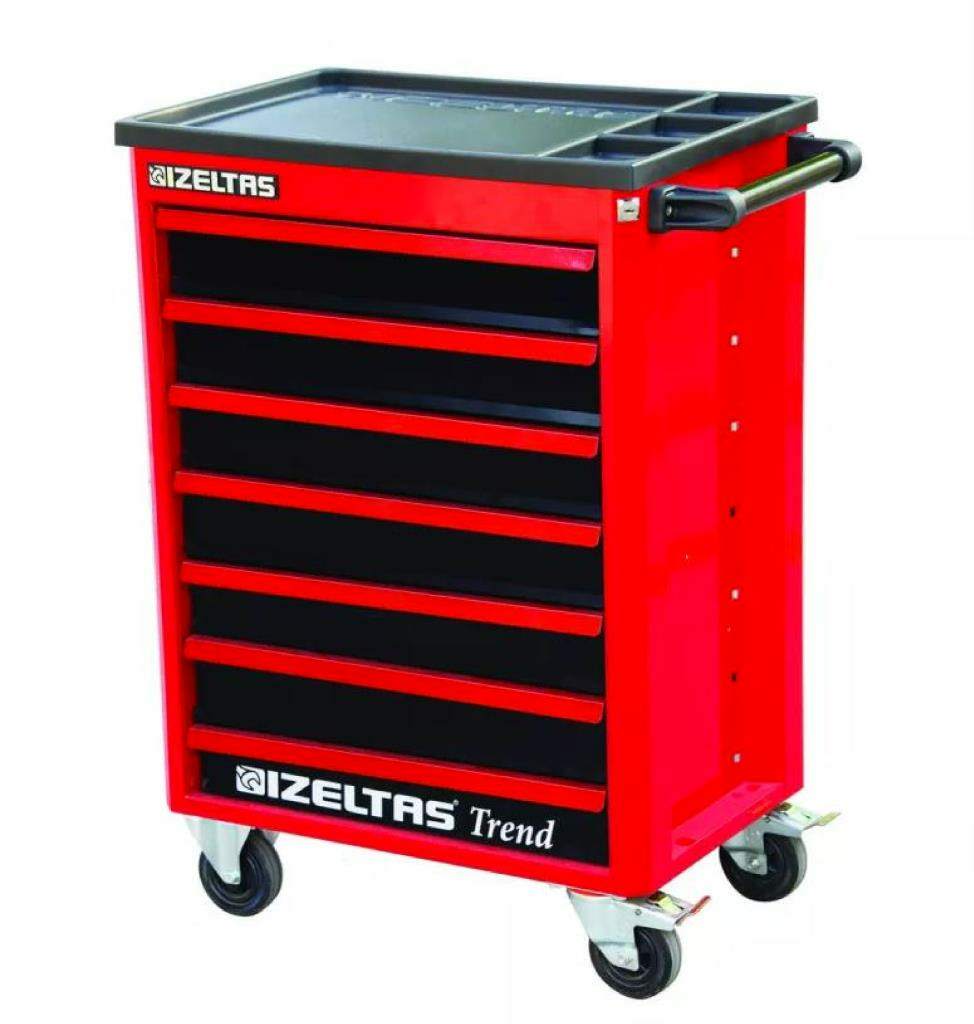 İzeltaş TREND SERİSİ TAKIM DOLABI 7 ÇEKMECELİ KIRMIZI GÖVDE - SİYAH ÇEKMECE  8244321007