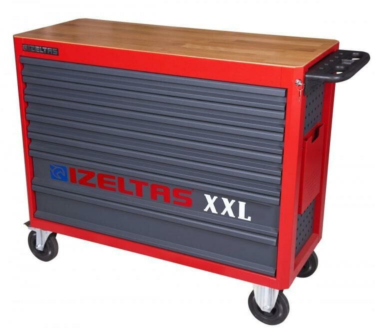 İzeltaş TAKIM DOLABI AHŞAP ÜST TABLALI KIRMIZI ANTRASİT XXL (7 ÇEKMECELİ) 8246321007