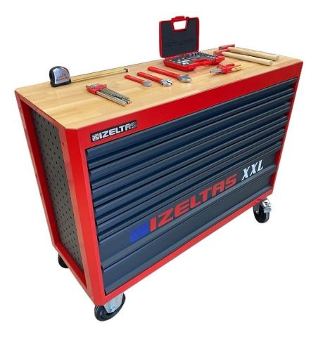 İzeltaş TAKIM DOLABI AHŞAP ÜST TABLALI KIRMIZI ANTRASİT XXL (7 ÇEKMECELİ) 8246321007