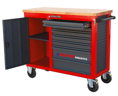 İzeltaş TAKIM DOLABI AHŞAP ÜST TABLALI KIRMIZI ANTRASİT WORKBANCH 8247321007