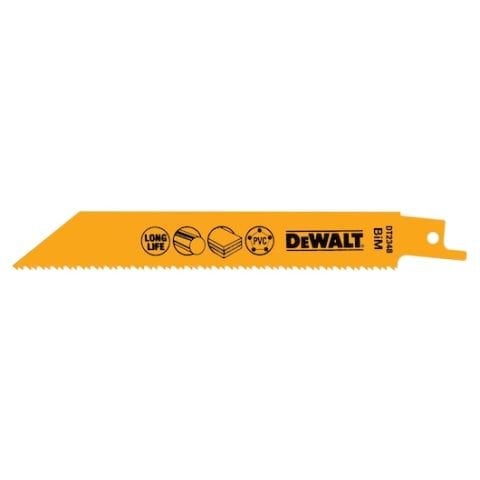 DEWALT DT2348 152mm 1.8-2.5mm DİŞ 3-8mm KESİM 5'Lİ Bİ-METAL SERT PLASTİK, SANDVİÇ KESİM TİLKİ KUYRUĞU TESTERE