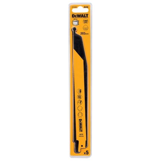DEWALT DT2354 203mm 1.4mm DİŞ 3mm KESİM 5'Lİ Bİ-METAL METAL KESİM TİLKİ KUYRUĞU TESTERE