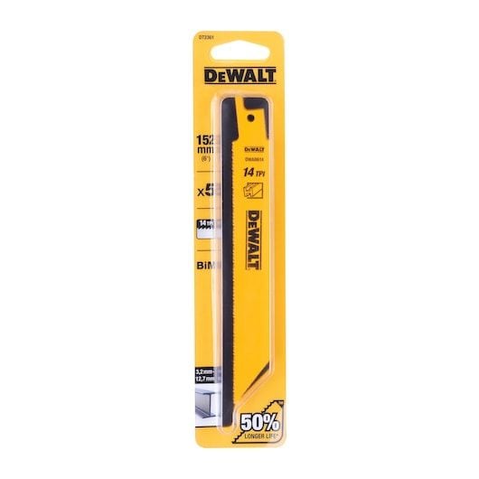 DEWALT DT2361 152mm 1.8mm DİŞ 3-8mm KESİM 5'Lİ Bİ-METAL METAL HIZLI KESİM TİLKİ KUYRUĞU TESTERE