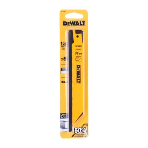 DEWALT DT2361 152mm 1.8mm DİŞ 3-8mm KESİM 5'Lİ Bİ-METAL METAL HIZLI KESİM TİLKİ KUYRUĞU TESTERE