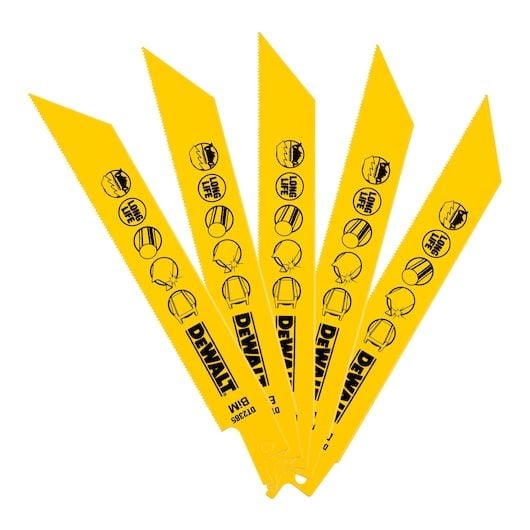 DEWALT DT2385 152mm 1.1mm DİŞ 1.5mm KESİM 5'Lİ Bİ-METAL METAL KESİM TİLKİ KUYRUĞU TESTERE