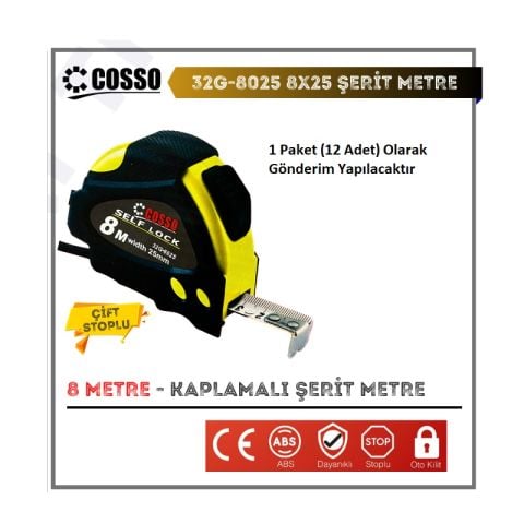 Cosso 8X25 Şerit Metre 1 PAKET (12 ADET)