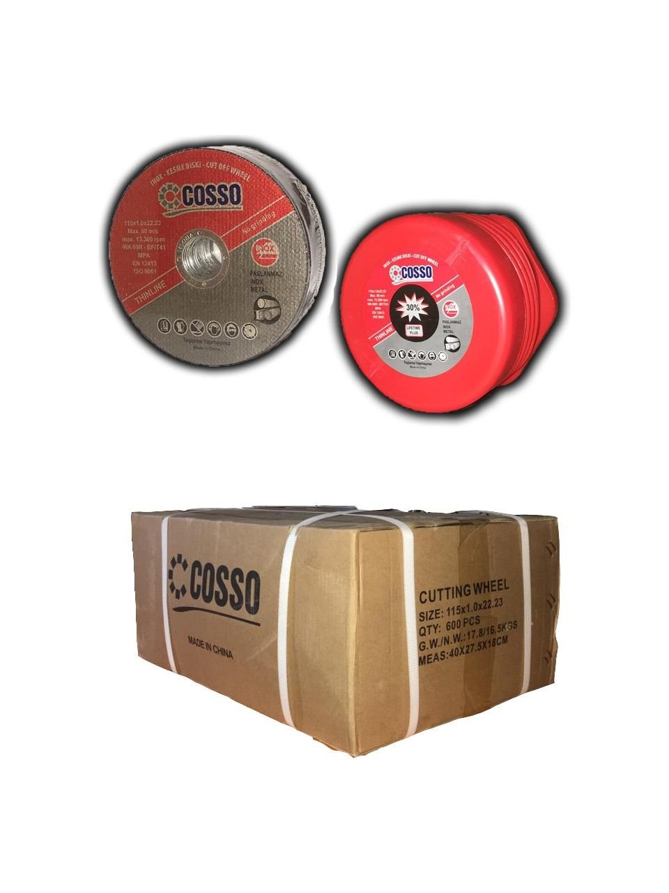 Cosso Inox Kesici Taş 115 x 1.0 x 22.23 600'lü Koli