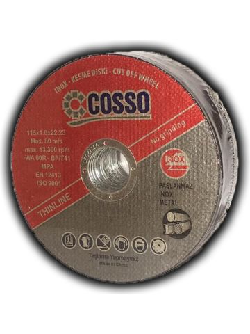 Cosso Inox Kesici Taş 115 x 1.0 x 22.23 600'lü Koli
