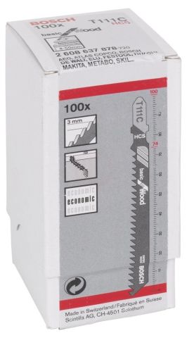 Bosch Dekupaj Testere Bıçağı Basic For Wood T 111 C 100 mm (100 Adet)