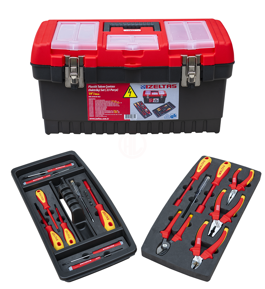 İzeltaş 19'' PLASTİK TAKIM ÇANTASI ELEKTRİKÇİ SET DOLU (23 PARÇA) 8440001023