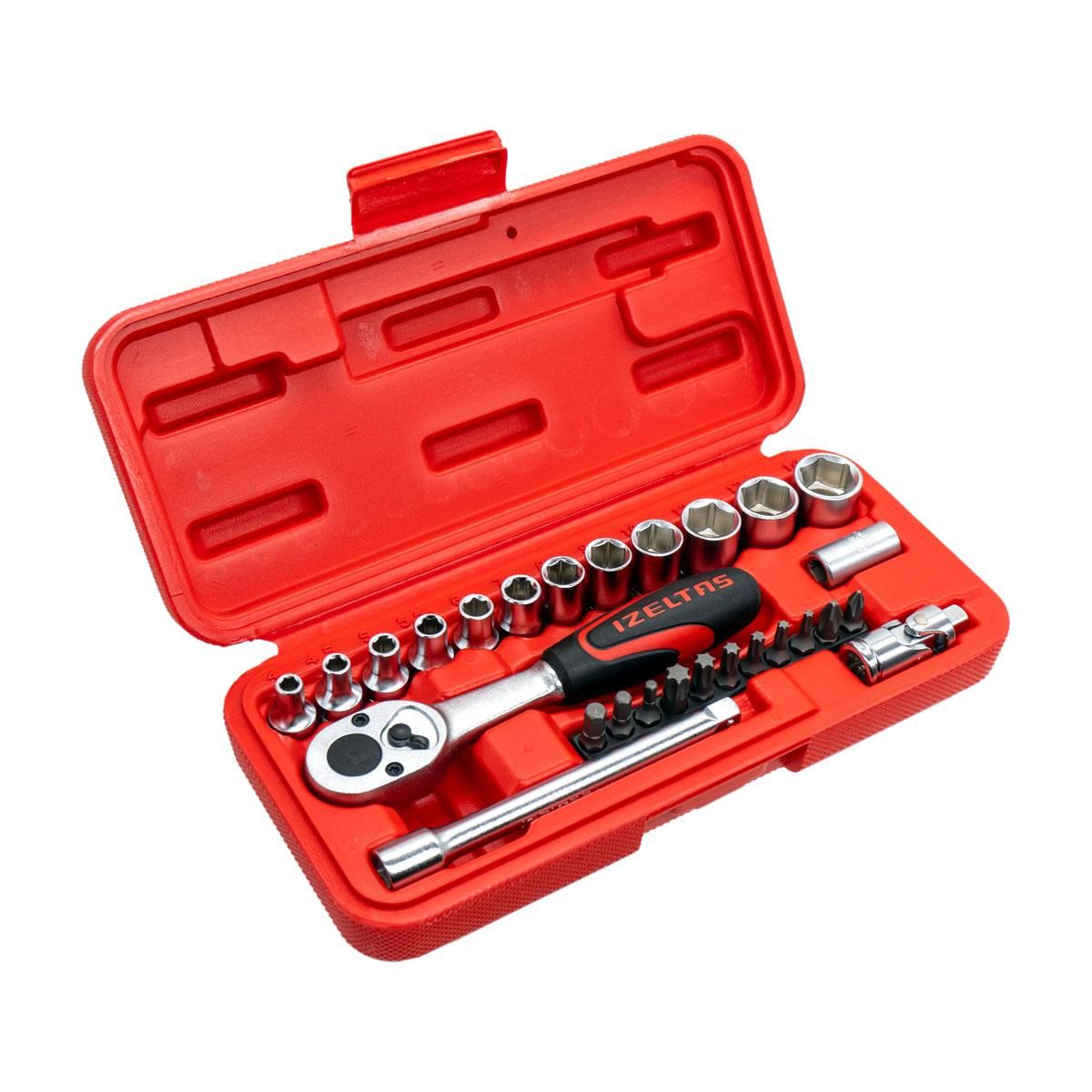 İzeltaş 1/4'' ALTI KÖŞE LOKMA ANAHTAR VE BİTS SET 27 PARÇA 14000005132