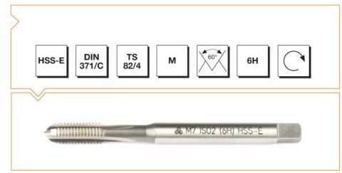 Makina  Takım M8 Makina Kılavuzu HSS - E DIN 371/C