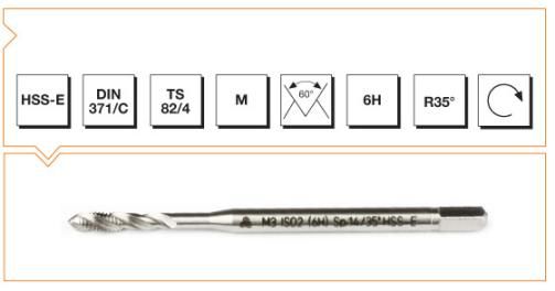 Makina  Takım M3 Helis Kanallı Makina Kılavuzu HSS - E DIN 371/C