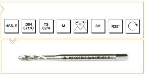 Makina  Takım M3 Helis Kanallı Makina Kılavuzu HSS - E DIN 371/C