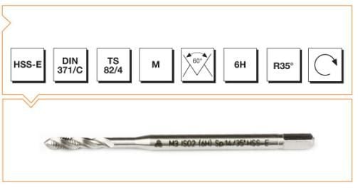 Makina  Takım M6 Helis Kanallı Makina Kılavuzu HSS - E DIN 371/C
