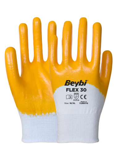 Beybi FLEX30 Pamuklu Nitril Eldiven No:9 360 Çift (1 koli)