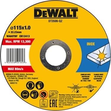 DEWALT  DT3506  10 PARÇA 115x1 mm Disk (Teneke Kutulu)